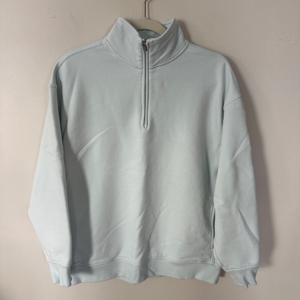 Athleta Forever Fleece 1/4 zip Glacier light mint green size M